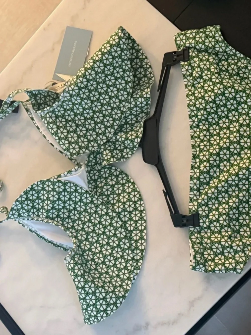ANTONIO MELANI Green Floral Ruffle Bikini Set Swimwear Sz L